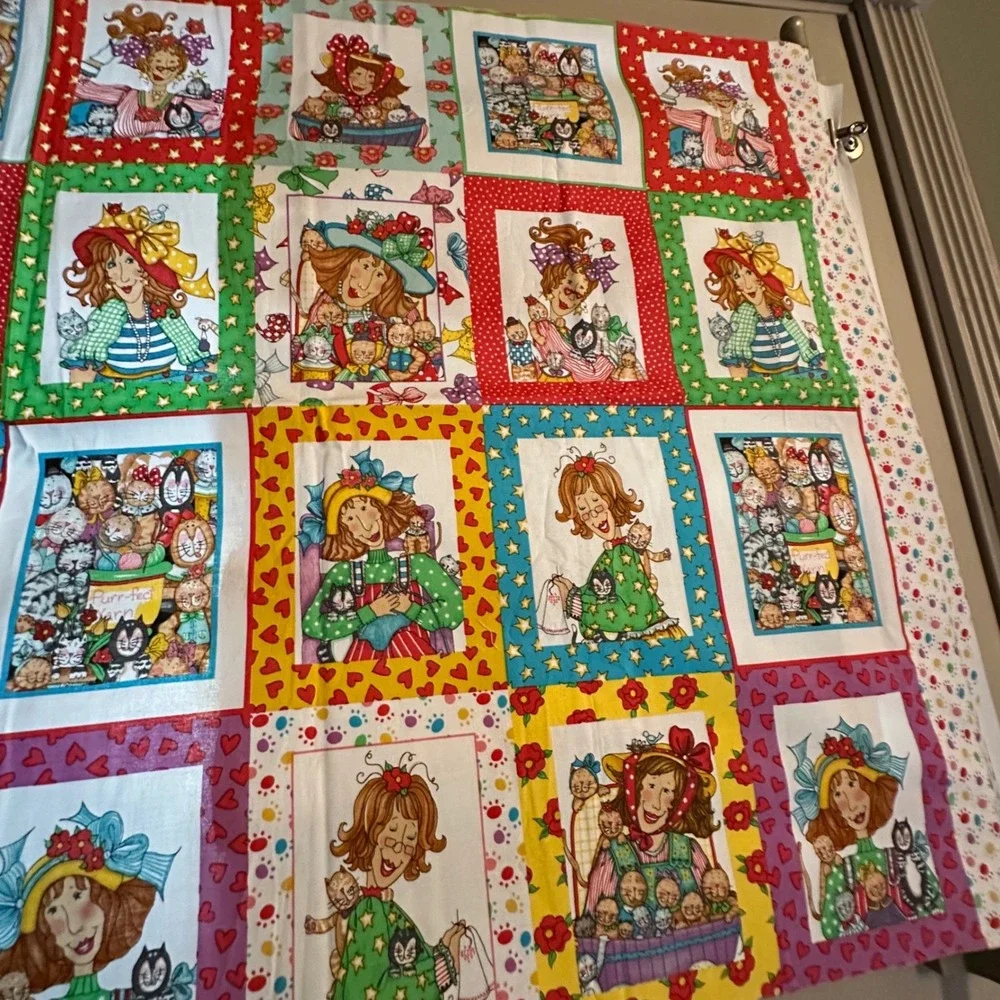 Elizabeth's Studio Cat Lady Alma Lynn Cotton Fabric Panel 23x44 Quilting Sewing - Picture 5 of 15